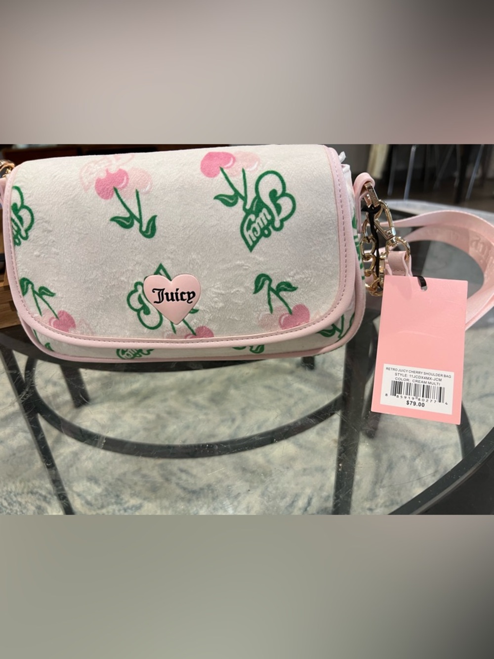 Juicy Couture Pink and Green Cherry Heart Crossbody NWT